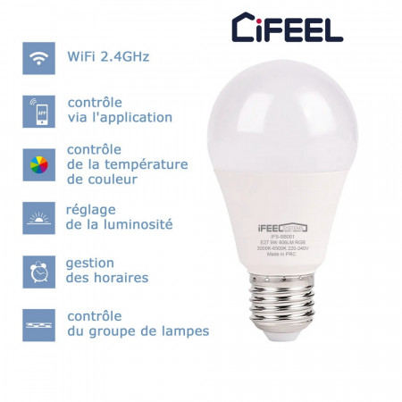 Ampoule Connectée Intelligente WiFi iFeel Globe E27